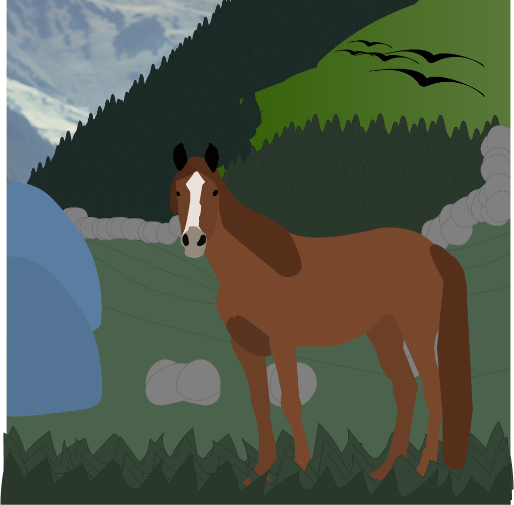 Cavalo na paisagem - Arte Digital